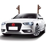 Rentiergeweih Weihnachtsdeko für Auto, Rentier Auto Rudolf Auto Rentier Deko kostüm KFZ Zubehör Plüsch Rudolf der Rentier Geweihe und Rote Nase für Truck Van SUV