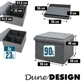 Dune Design DuneDesign Sitzhocker mit Stauraum 56 x 56 x 40 aus Filz Grau