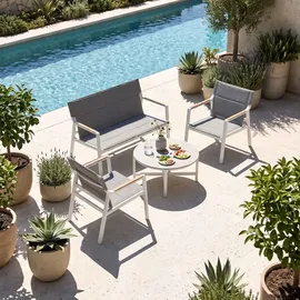Oviala 4-Sitzer Gartenmöbelset Aluminium grau/weiß