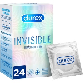 DUREX Invisible Kondome – Kondome extra dünn für intensives Empfinden beim gemeinsamen Liebesspiel Extra Lubricated, Schwarz, Stück, (Pack of 24)
