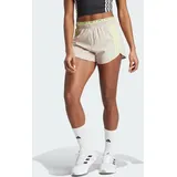 Adidas Own the Run 3-Streifen Shorts Wonder Beige / Pulse Lime L 4&quot;