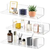 luxuskollektion Wandregal 3er Set 30 x 10 x 6 cm Beige/Transparent