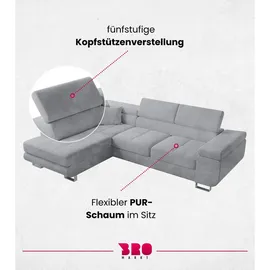 bromarkt Ecksofa, Hellgrau, 4-Sitzer, L-Form,L-Form, 275x142 cm, Wohnzimmer, Sofas & Couches, Wohnlandschaften, Ecksofas