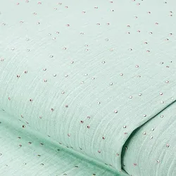 Musselin mit Glitzerdruck "Tupfen", mint/gold