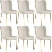 Tectake tectake® Polsterstuhl Tessa 6er SetSamtoptik beige/Gold