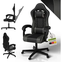 Juskys Gamingstuhl HyperSeat, Bürostuhl aus Kunstleder, verstellbare Rückenlehne, –