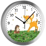 CreaDesign Funkwanduhr Funkuhr, Kinder Wanduhr, Kinderuhr, Kinderzimmer Reh (geräuscharmes Uhrwerk) bunt