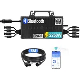 SUKFLOW Mikro Wechselrichter 2250w, Solar PV Wechselrichter mit WLAN, IP67 wasserdicht, mit 5m AC Kabel für Balkonkraftwerk, integrierter MPPT, App Steuerung Plug Play