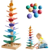 Klangbaum Holz, Klangturm, 72Cm Regenbogen Murmelbahn Ab 1 Jahr, Große Kugelbahn