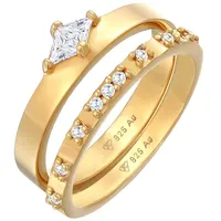 Elli Solitär Eternity Zirkonia Verlobung Set 925 Silber 52 Damen