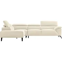 Nicoletti Home Ecksofa, Breite 287 cm, verstellbare Kopfstütze, Ottomane links oder rechts weiß