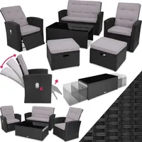 Tectake Bari Rattan Lounge schwarz