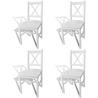 Tidyard 4er Set Küchenstuhl, Esszimmerstuhl, Holzstuhl mit Lehne, aus Massiver Kiefer, Weiß, 41,5 x 45,5 x 85,5 cm (B x T x H)