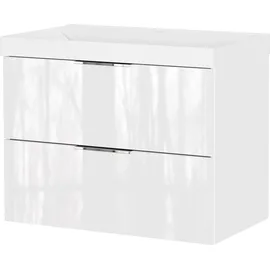 Germania Waschtisch Bisbee (1-St), Waschtisch mit Glasfront in verschiedenen Breiten weiß 80 cm x 58 cm x 45 cm