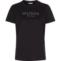 Tommy Hilfiger Damen T-Shirt Kurzarm Rundhalsausschnitt, Schwarz (Black), S - S