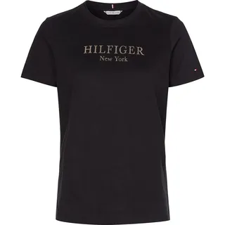 Tommy Hilfiger Damen T-Shirt Kurzarm Rundhalsausschnitt, Schwarz (Black), S - S