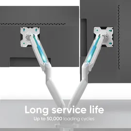 ONKRON Monitorhalterung 2 Monitore für 13-32 Zoll, bis 9 kg (x2), VESA 75x75 / 100x100, schwenkbar, neigbar, drehbar, Weiß G200-W