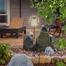 bmf-versand Solarleuchte 2er Set Garten Erdspieß Solarlampe LED Außenleuchte Solar Grau LED - Grau/Schwarz