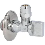 Markenprodukt Kugel-Eckventil Messing verchromt, selbstdichtend, 1/2'' x 10mm