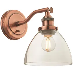 Wandleuchte Hansen | 1-flammig | 40W E14 | Metall/Glas | Altkupfer/Klarglas