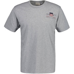 GANT Herren T-Shirt - REG ARCHIVE SHIELD EMB, Rundhals, kurzarm, Stickerei Grau S