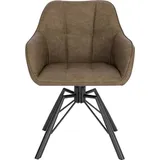 BukkitBow - Esszimmerstuhl / Küchenstuhl - Dick gepolsterter Kunstleder/Leder Stuhl - 360 Grad Drehbar - Sitzhöhe 48CM - Braun