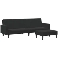 vidaXL Schlafsofa 2-Sitzer mit Fußhocker Schwarz Samt