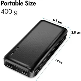 Logilink Powerbank PA0323, 20.000mAh, 3-fach, 2xUSB-A, 1xUSB-C, schwarz