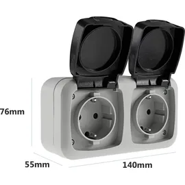 ChiliTec Doppelsteckdose 3er Set Grau