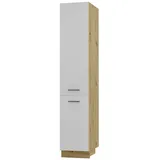 Feldmann-Wohnen Apothekerschrank Bonn (2D14K/40 kargo, 1 Tür, 2 Einlegeböden, 1 Korbauszug, 1-St., moderne Optik, MDF Fronten) Eiche Artisan / weiß matt weiß