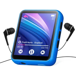 32GB MP3 Player Bluetooth 5.0 mit Voller Touchscreen, Verlustfreier HiFi-Musikplayer mit Metallgehäuse, mit UKW-Radio, Lautsprecher, Line-in Aufnahme, Unterstützung bis zu 128 GB
