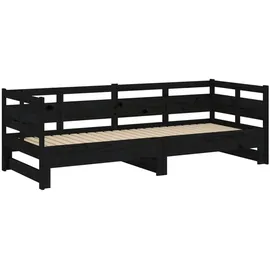 vidaXL Tagesbett Ausziehbar Schwarz Massivholz Kiefer 2x(80x200) cm