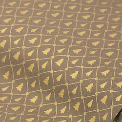 Baumwollstoff Weihnachtsbäume & Rauten "Mona", taupe-gold