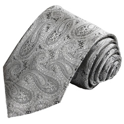Paul Malone Krawatte Herren Hochzeitskrawatte paisley – Mikrofaser – Bräutigam Schmal (6cm), silber grau V30 grau schmal – 6 cm x 150 cm