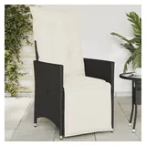 vidaXL Gartensessel Verstellbar mit Kissen Schwarz Poly Rattan