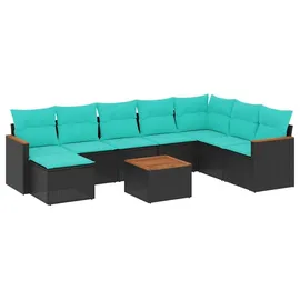 vidaXL Gartensofa-Set 9-tlg. schwarz