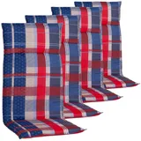 NYVI Hochlehnerauflage Hochlehner Auflagen Rio 4er Set - Stuhlauflage für Gartenstühle, (4 St), Sitzauflage mit Wendedesign, Wendeauflage beige|blau|bunt|rot