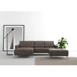 Ecksofa SIT & MORE "Bailando L-Form", braun, B:251cm H:84cm T:163cm, Sofas, wahlweise mit Kopfteilverstellung und Vorziehsitz, motorisch