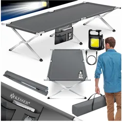 KESSER® Campingbett Klappbett Inkl.Tragetasche und Seitentasche Stabiles Feldbett 150 kg Belastbar Metallrohr 600D Oxfordgewebe Tragbar Liege Reise Bequem