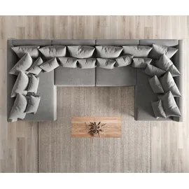 DeLife Wohnlandschaft Clovis XL Grau Flachgewebe Modulsofa