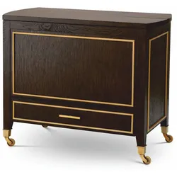 Casa Padrino Luxus Servierwagen Dunkelbraun / Messing 90,5 cm - Hotel Trolley