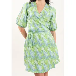 Jerseykleid FRESHLIONS "Sunny", Damen, Gr. S, EURO-Größen, grün, 100% Polyester, casual, normal, V-Ausschnitt, Kurzarm, Kleider, mit angesagtem V-Ausschnitt