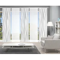 VISION S Schiebegardine VISION S "WELLO 5er SET" Gr. 1, grau, B:60cm H:260cm, Polyester, Gardinen, Bambus-Optik, Digital bedruckt