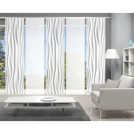 VISION S Schiebegardine VISION S "WELLO 5er SET" Gr. 1, grau, B:60cm H:260cm, Polyester, Gardinen, Bambus-Optik, Digital bedruckt