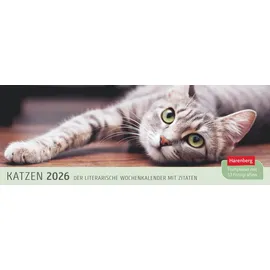 Harenberg Katzen Premium-Tischplaner 2026 - Der literarische Wochenkalender mit Zitaten