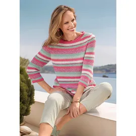 GOLDNER Rundhalspullover mit Ringel-Muster Pink 50