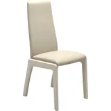 Polsterstuhl STRESSLESS "Laurel", beige (cream batick, eiche gekalkt), B:57cm H:92cm T:59cm, Leder BATICK: BATICK ist ein leicht korrigiertes, durchgefärbtes und genarbtes Möbelleder, bei dem die meisten Unebenheiten und Spuren in der Regel entfernt wurden., Stühle, Polsterstuhl, Low Back, Größe L, mit abgerundeten Beinen in Eiche gekalkt