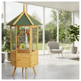 Melko Vogelhaus Vogelvoliere Vogelkäfig Zimmer- und Außenvoliere Holz Papageienkäfig, Vorimprägniert braun