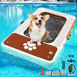 FBSPORT Poolrampe Pooltreppe für Hunde, Hunderampe für Schwimmbad, Hundepool, aufblasbare Hundepose für Pool, Seen, Boote und Meer, rutschfeste EVA-Schwimmplattform