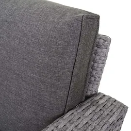 Mendler Poly-Rattan Sofa-Garnitur HWC-A29, zwei 3er-Sofas Gartengarnitur Lounge-Sofa Garten ~ hellgrau Kissen grau